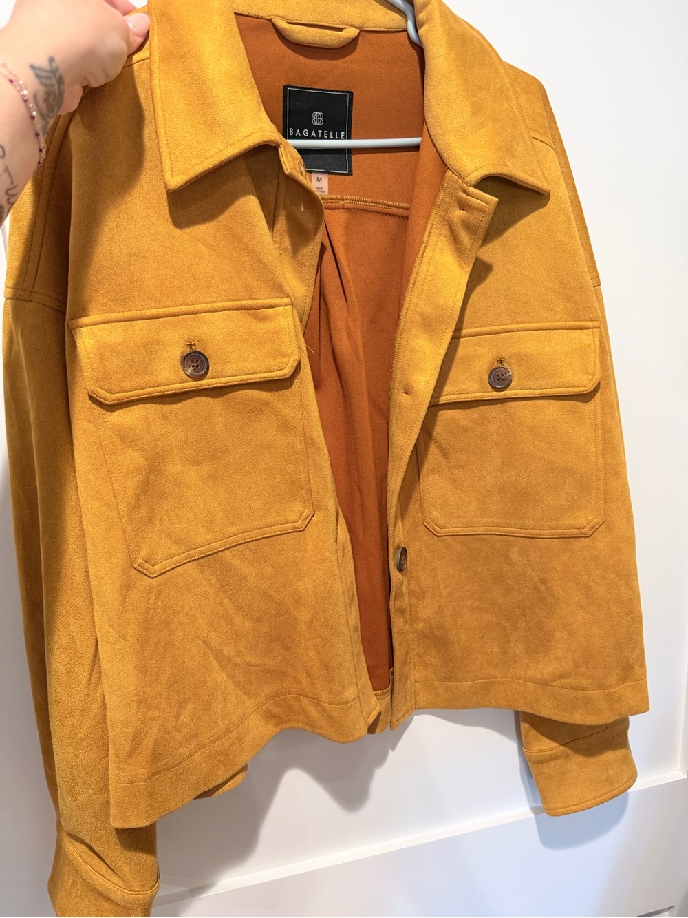 bagatelle Mustard Yellow Suede-Look Jean Jacket
